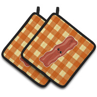 "Caroline's Treasures BB7043PTHD Bacon Face Pair of Pot Holders, 7.5 x 7.5"", Multicolor"