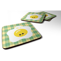 "Caroline's Treasures Fried Egg Face Foam Coaster Set of 4, 3.5, Multicolor"