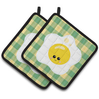 "Caroline's Treasures BB7044PTHD Fried Egg Face Pair of Pot Holders, 7.5 x 7.5"", Multicolor"