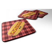 "Caroline's Treasures Hot Dog Face Foam Coaster Set of 4, 3.5, Multicolor"
