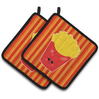 "Caroline's Treasures BB7050PTHD French Fries Face Pair of Pot Holders, 7.5 x 7.5"", Multicolor"