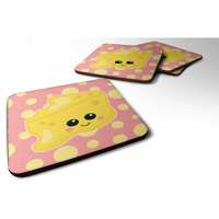 "Caroline's Treasures Cheese Head Face Foam Coaster Set of 4, 3.5, Multicolor"