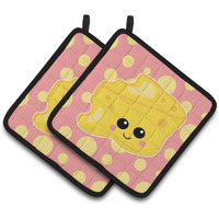"Caroline's Treasures BB7052PTHD Cheese Head Face Pair of Pot Holders, 7.5 x 7.5"", Multicolor"
