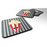 "Caroline's Treasures Popcorn Face Foam Coaster Set of 4, 3.5, Multicolor"