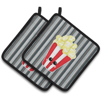 "Caroline's Treasures BB7053PTHD Popcorn Face Pair of Pot Holders, 7.5 x 7.5"", Multicolor"