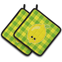 "Caroline's Treasures BB7055PTHD Lemon Face Pair of Pot Holders, 7.5 x 7.5"", Multicolor"