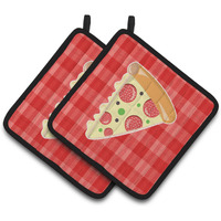 "Caroline's Treasures BB7057PTHD Slice of Pizza Pair of Pot Holders, 7.5 x 7.5"", Multicolor"