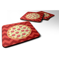 "Caroline's Treasures Large Pizza Foam Coaster Set of 4, 3.5, Multicolor"
