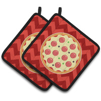 "Caroline's Treasures BB7058PTHD Large Pizza Pair of Pot Holders, 7.5 x 7.5"", Multicolor"