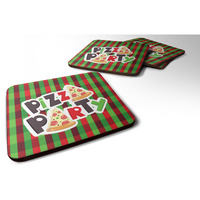 "Caroline's Treasures Pizza Party Foam Coaster Set of 4, 3.5, Multicolor"