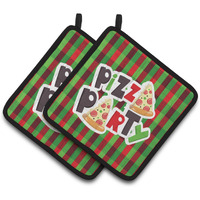 "Caroline's Treasures BB7059PTHD Pizza Party Pair of Pot Holders, 7.5 x 7.5"", Multicolor"