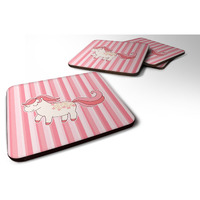 "Caroline's Treasures Little Pink Pony Foam Coaster Set of 4, 3.5, Multicolor"