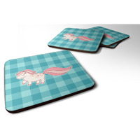 "Caroline's Treasures Little Pink Pony Polkadots Foam Coaster Set of 4, 3.5, Multicolor"