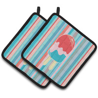 "Caroline's Treasures BB7062PTHD Ice Pop Popcicle Red Pink Blue Pair of Pot Holders, 7.5 x 7.5"", Multicolor"