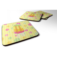 "Caroline's Treasures Ice Pop Popcicle Polkadots Foam Coaster Set of 4, 3.5, Multicolor"