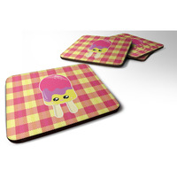 "Caroline's Treasures BB7068FC Ice Pop Popcicle Face Gingham Foam Coaster Set of 4, 3.5"", Multicolor"