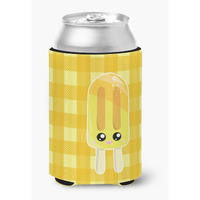 "Caroline's Treasures Ice Pop Popcicle Face Gingham Yellow Can or Bottle Hugger, Can Hugger, Multicolor"