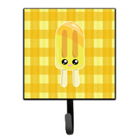"Caroline's Treasures Ice Pop Popcicle Face Gingham Yellow Wall Hook, Small, Multicolor"
