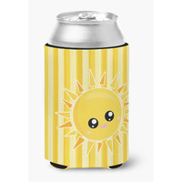 "Caroline's Treasures Sunshine Sun Face on Stripes Can or Bottle Hugger, Can Hugger, Multicolor"