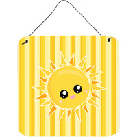"Caroline's Treasures Sunshine Sun Face on Stripes Metal Print, 6"" x 6"", Multicolor"