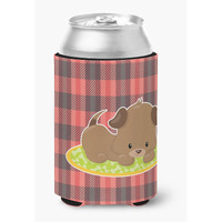 "Caroline's Treasures Puppy On black Red Gingham Can or Bottle Hugger, Can Hugger, Multicolor"