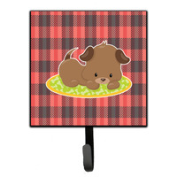"Caroline's Treasures Puppy on Black Red Gingham Wall Hook, Small, Multicolor"
