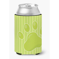 "Caroline's Treasures Puppy Pawprint green Stripes Can or Bottle Hugger, Can Hugger, Multicolor"