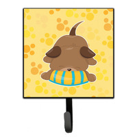 "Caroline's Treasures Puppy on Yellow Pawprints Wall Hook, Small, Multicolor"