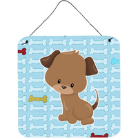 "Caroline's Treasures Puppy on Blue Bones Metal Print, 6"" x 6"", Multicolor"