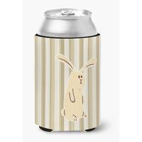 "Caroline's Treasures Rabbit On Stripes Can or Bottle Hugger, Can Hugger, Multicolor"