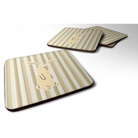 "Caroline's Treasures Rabbit On Stripes Foam Coaster Set of 4, 3.5, Multicolor"