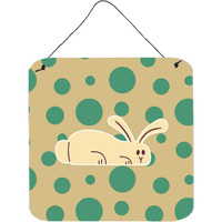 "Caroline's Treasures Rabbit on Polkadots Metal Print, 6"" x 6"", Multicolor"