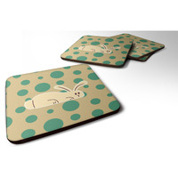 "Caroline's Treasures Rabbit On Polkadots Foam Coaster Set of 4, 3.5, Multicolor"