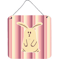 "Caroline's Treasures Rabbit on Stripes Metal Print, 6"" x 6"", Multicolor"