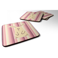 "Caroline's Treasures Rabbit On Stripes Foam Coaster Set of 4, 3.5, Multicolor"