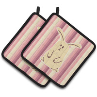 "Caroline's Treasures BB7084PTHD Rabbit on Stripes Pair of Pot Holders, 7.5 x 7.5"", Multicolor"