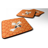 "Caroline's Treasures Baby Fox Quatrafoil Foam Coaster Set of 4, 3.5, Multicolor"