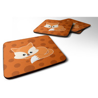"Caroline's Treasures Baby Fox Polkadot Foam Coaster Set of 4, 3.5, Multicolor"
