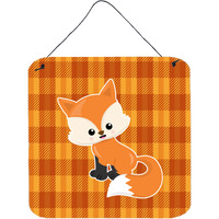 "Caroline's Treasures Baby Fox Gingham Metal Print, 6"" x 6"", Multicolor"
