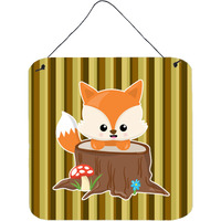 "Caroline's Treasures Baby Fox Tree Stripes Metal Print, 6"" x 6"", Multicolor"