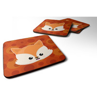 "Caroline's Treasures Baby Fox Face Polkadots Foam Coaster Set of 4, 3.5, Multicolor"
