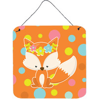 "Caroline's Treasures Baby Fox Flowerchild Polkadots Metal Print, 6"" x 6"", Multicolor"