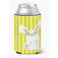 "Caroline's Treasures Easter White Rabbit with Flowers Can or Bottle Hugger, Can Hugger, Multicolor"