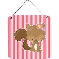 "Caroline's Treasures Squirrel with Flowers Metal Print, 6"" x 6"", Multicolor"