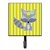 "Caroline's Treasures Raccoon with Flowers Wall Hook, Small, Multicolor"