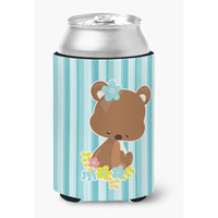 "Caroline's Treasures Bear with Flowers Can or Bottle Hugger, Can Hugger, Multicolor"