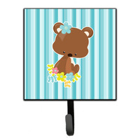 "Caroline's Treasures Bear with Flowers Wall Hook, Small, Multicolor"