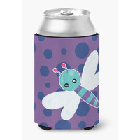 "Caroline's Treasures Dragonfly On Purple Polkadots Can or Bottle Hugger, Can Hugger, Multicolor"