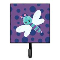 "Caroline's Treasures Dragonfly on Purple Polkadots Wall Hook, Small, Multicolor"