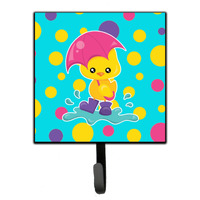 "Caroline's Treasures Duck in the Rain on Polkadots Wall Hook, Small, Multicolor"